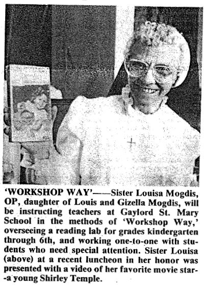 Sr Louisa Mogdis award