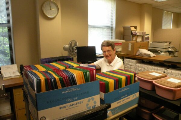 Sister Peter Mary manages the Mailing Center at Marywood, working closely with the Communications and Mission Advancement offices. She coordinates the A Team, Sisters who collate, count, stuff and so much more for the Congregation.
