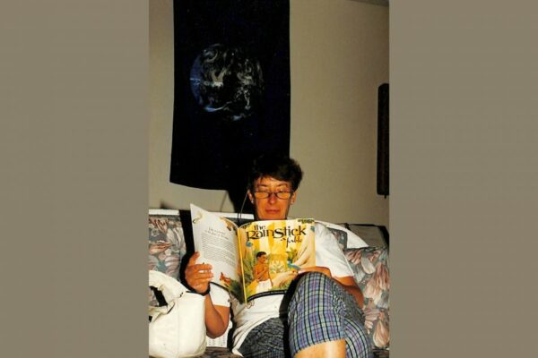 Enjoying a good book.