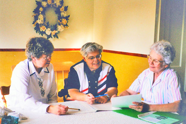 Sisters Jean Kramer, Marguerite Cool†, and Teresa collaborated to develop the proposal for Partners in Parenting, a program designed to support parents in raising children.