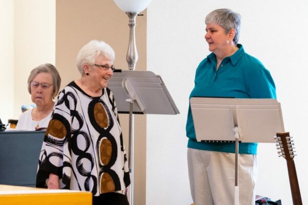 Sister Joan Thomas prepares for liturgy in Dominican Chapel/Marywood.