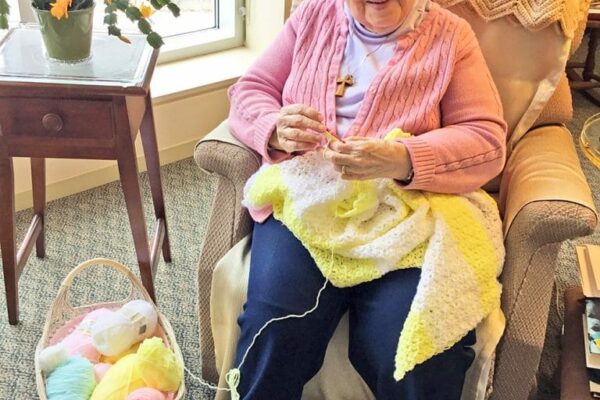At present, crocheted prayer shawls and afghans made by Sister Lupe are going to Bethany Christian Services and the Help Pregnancy Center for mothers and new babies.