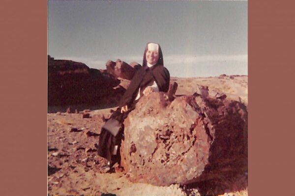 Sister Mary A. visiting the Petrified Forest in New Mexico in 1960