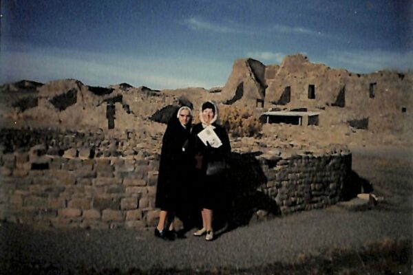 Sister Josita Wilson on the left with Sister Mary A. visiting the Aztec ruins in New Mexico in 1971