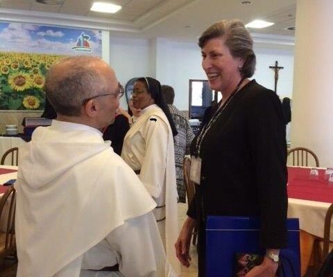 Sister Barbara Reid, OP with the Master General Father Bruno Cadoré, OP at the Dominican Sisters International 8th General Assembly, Salesianum, Rome, April 28 – May 05, 2016.