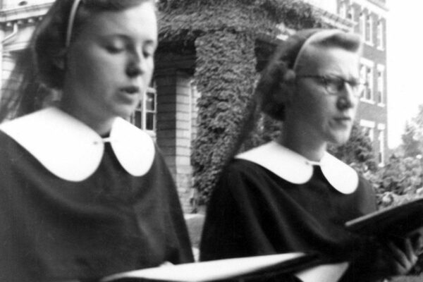 Laurena Alflen and Janet Mish prepare to become Sisters. (left to right)