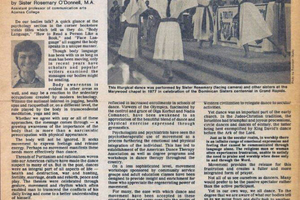 What Is Your Body Saying Sister Rosemary O'Donnell 1979