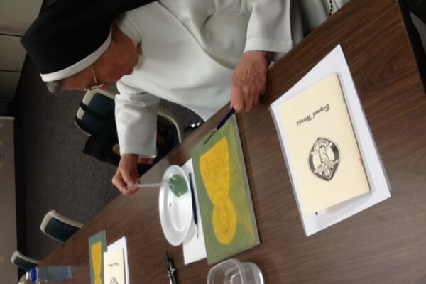 Sister Geneva Marie prayerfully writes icons.