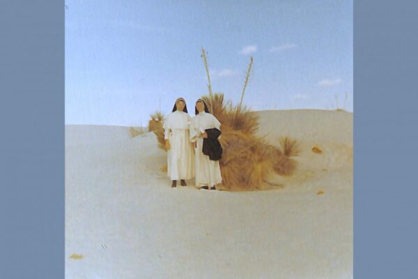 Sister Mary Katharine on the right with Sister Rita Barreras at White Sands in New Mexico