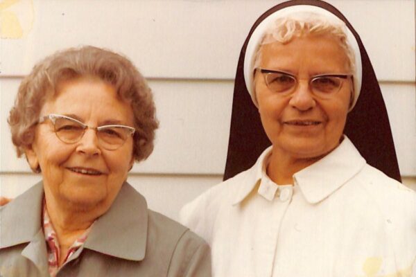 Sister Marciana with her biological sister Rose Danielski in 1982