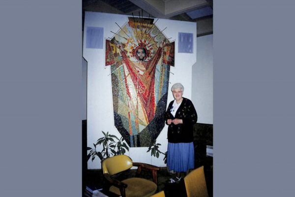 Sister Lois with the finished moasic