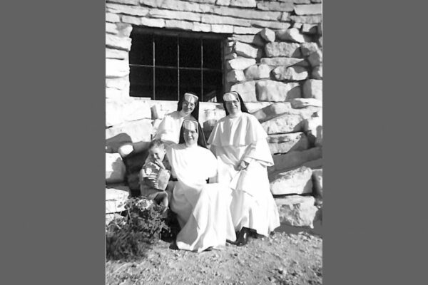 Taken in New Mexico in 1957. The sister in front is Perpetua Maria and in the back from left to right are Sisters Rose Miriam and Elizabeth Mary