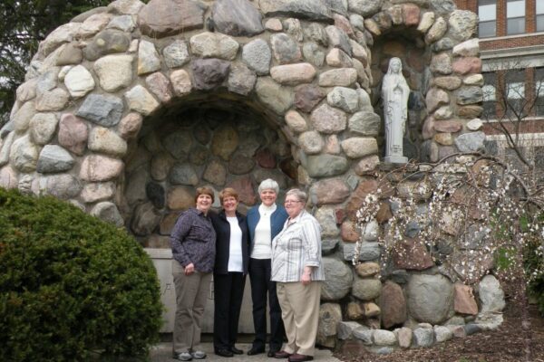 It's been a family tradition: an annual picture taken at the Grotto at Marywood.  Sister Marie Carla Moeggenborg and the Moeggenborg sisters in 2014.
