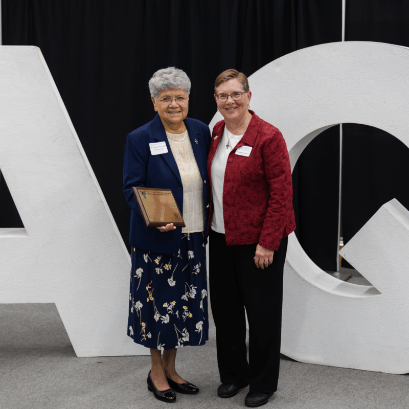 Srs Marie Rachael Guevara and Maureen Geary at Aquinas College Homecoming