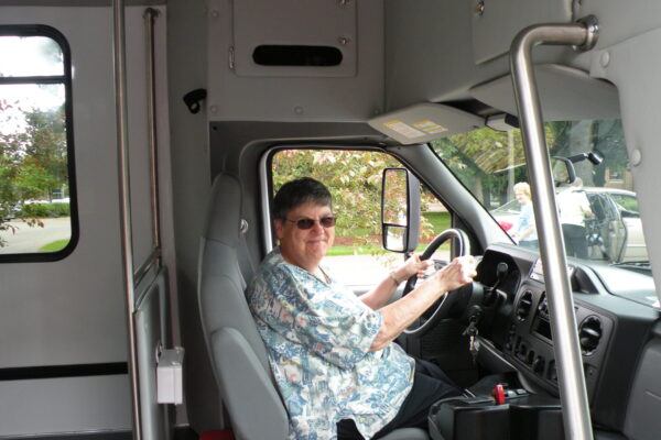 Sr Julia Nellett in Driver's Seat