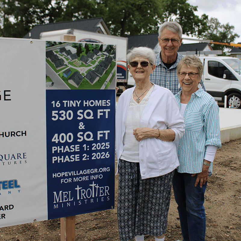 Sister Barbara Hansen with Chuck and Sharon Marks tour Hope Village.