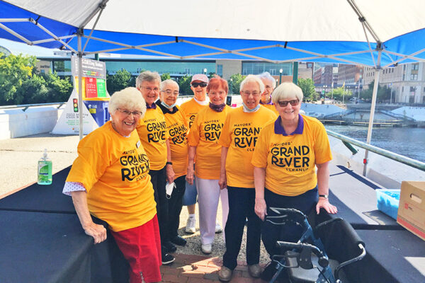 Dominican Sisters of Grand Rapids volunteered at the 2022 Mayor's Grand River Clean Up.
