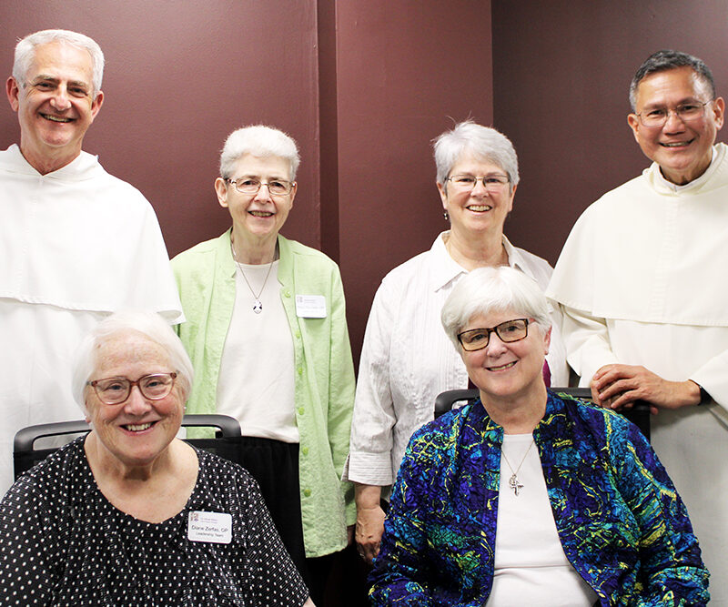 Fr. Louie Morrone, provincial of the Province of St. Albert the Great (Central Province); Sr Mary Donnelly OP Councilor, Dominican Sisters Grand Rapids Leadership Team; Prioress Sr. Megan McElroy OP, Dominican Sisters Grand Rapids Leadership Team, Master of the Order of Preachers Fr. Gerard Timoner, III, OP; Sr. Kathi Sleziak OP, Councilor, Dominican Sisters Grand Rapids Leadership Team; Sr. Diane Zerfas OP, Vicaress, Dominican Sisters Grand Rapids Leadership Team