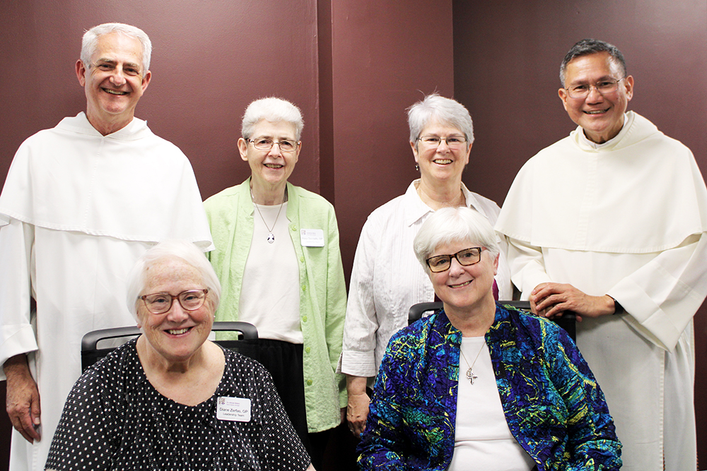 Fr. Louie Morrone, provincial of the Province of St. Albert the Great (Central Province); Sr Mary Donnelly OP Councilor, Dominican Sisters Grand Rapids Leadership Team; Prioress Sr. Megan McElroy OP, Dominican Sisters Grand Rapids Leadership Team, Master of the Order of Preachers Fr. Gerard Timoner, III, OP; Sr. Kathi Sleziak OP, Councilor, Dominican Sisters Grand Rapids Leadership Team; Sr. Diane Zerfas OP, Vicaress, Dominican Sisters Grand Rapids Leadership Team